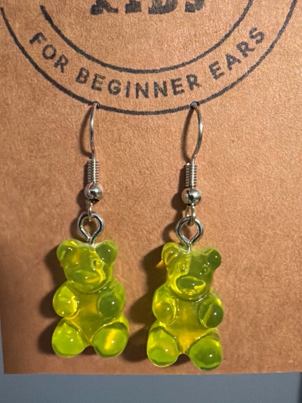 Neon Yellow Gummy Bear Drop Earrings - Kid’s Jewelry